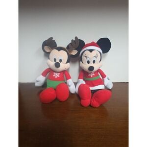 Disney Minnie Mickey Mouse‎ 14" Snowflake Plush Christmas Just Play Holiday